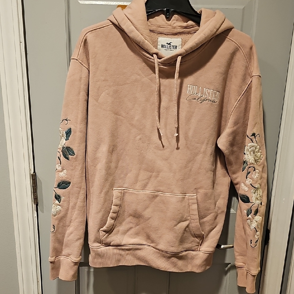 Y2k Hollister Hoodie Sweatshirt Men Floral Pink Graphic Medium Embroidered Women